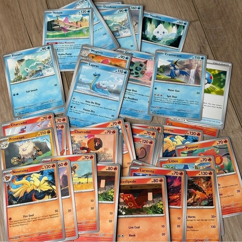 Pokemon Set of 50 Cards Lapras Wugtrio Charcadet Finizen Primeape Ninetales